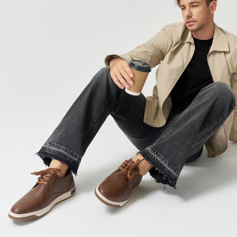 Jousen Men's Casual Shoes Memory Foam Mens Fashion Sneakers Business Dress Sneaker (A81Q06 Dark Brown 14) - Image 5